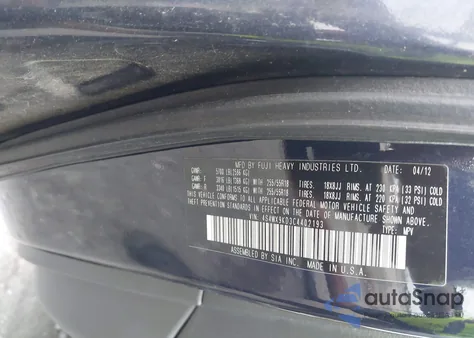 2012 Subaru Tribeca 3.6R Limited z USA, uszkodzony, nr VIN 4S4WX9KD3C4402193